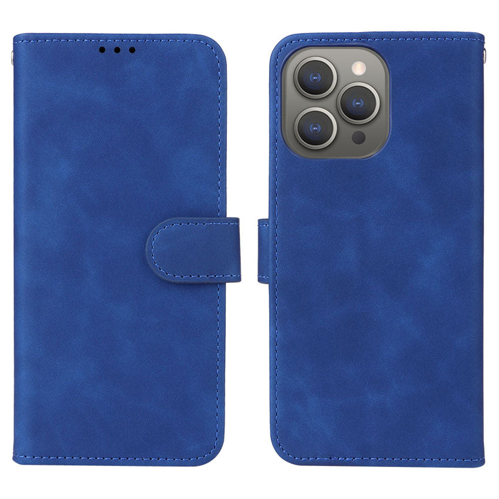 Wallet Phone Cover for iPhone 15 Pro , Skin-touch PU Leather Stand Cell Phone Case - Blue