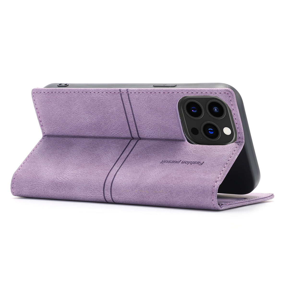 Wallet Phone Case for iPhone 15 Pro Max , PU Leather Stand Protective Phone Cover - Purple