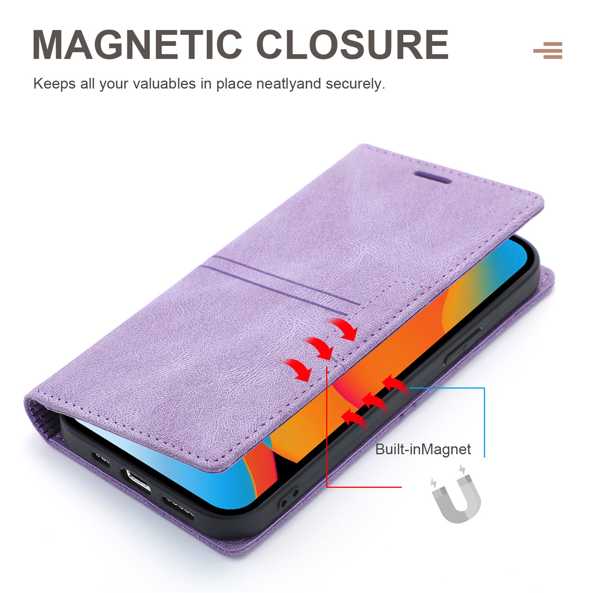 Wallet Phone Case for iPhone 15 Pro Max , PU Leather Stand Protective Phone Cover - Purple