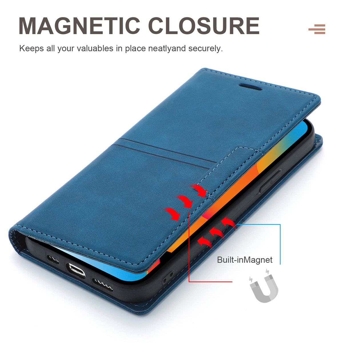 Wallet Phone Case for iPhone 15 Pro Max , PU Leather Stand Protective Phone Cover - Blue