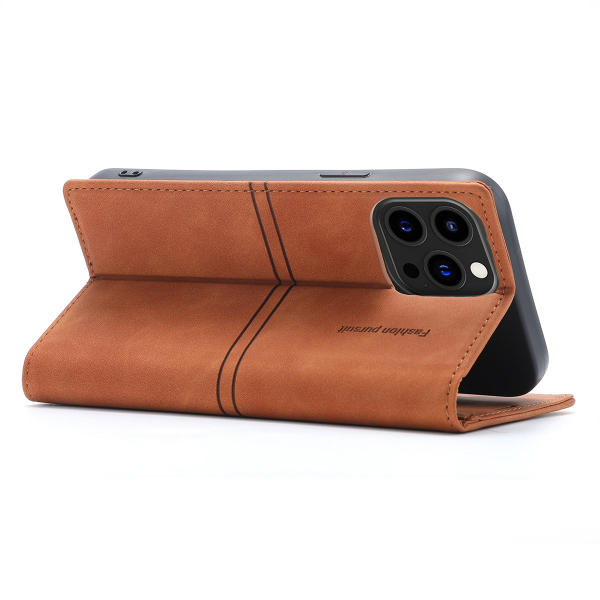 Wallet Phone Case for iPhone 15 Pro Max , PU Leather Stand Protective Phone Cover - Brown