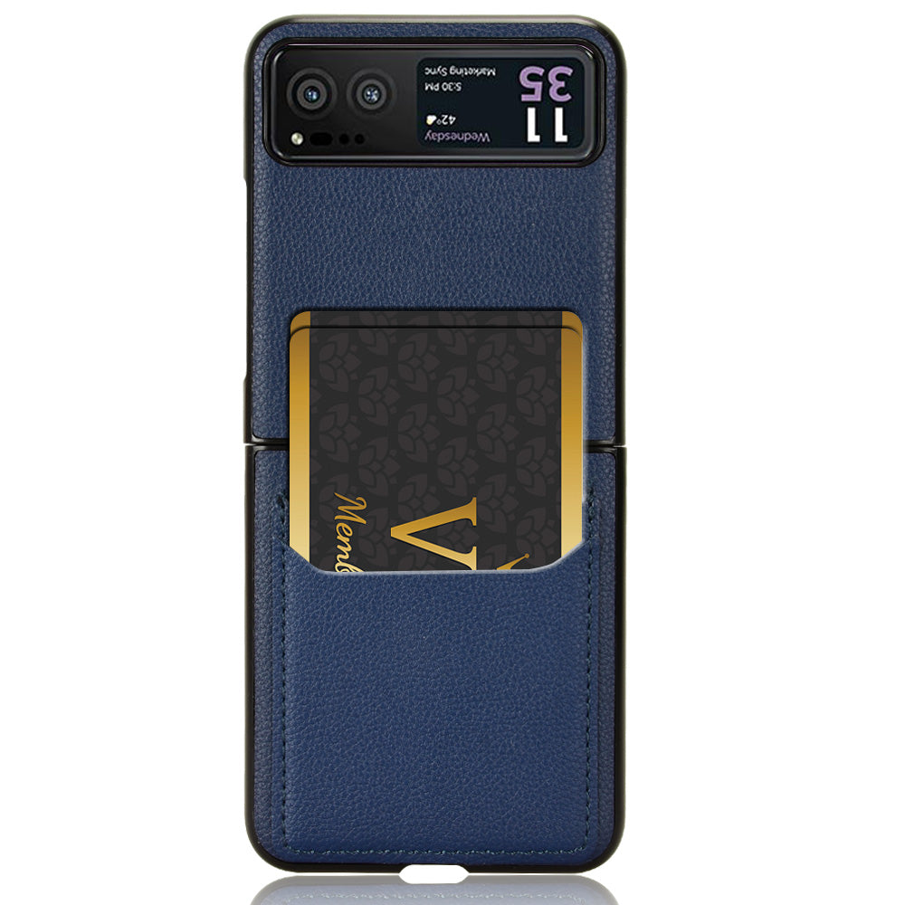 Uniqkart for Motorola Razr 40 5G PU Leather+PC Card Slot Cover Litchi Texture Shockproof Phone Case - Blue