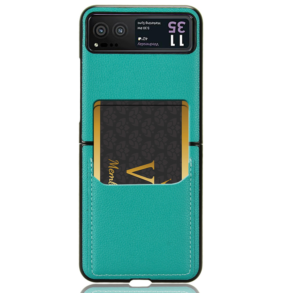 Uniqkart for Motorola Razr 40 5G PU Leather+PC Card Slot Cover Litchi Texture Shockproof Phone Case - Green