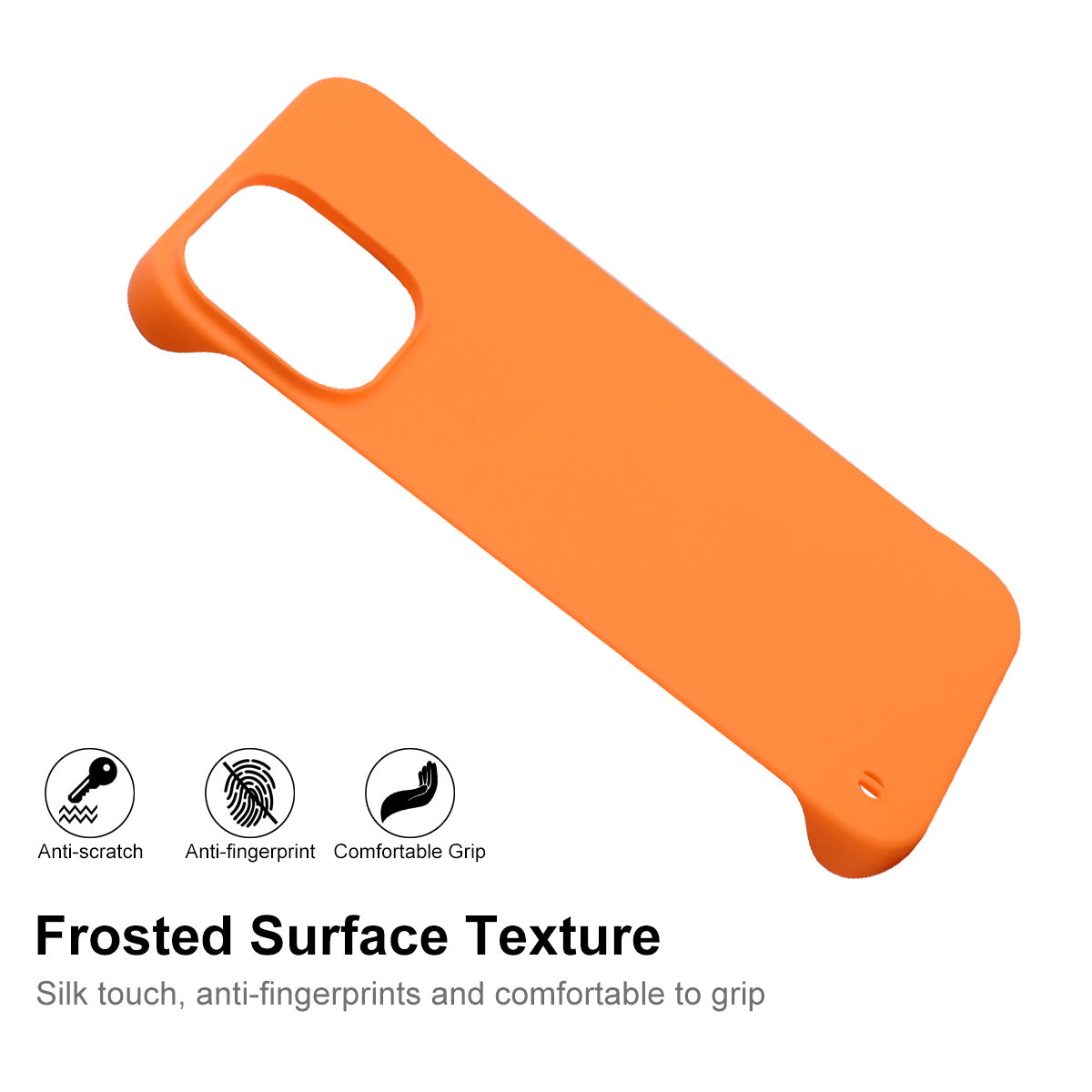 Uniqkart For iPhone 15 Pro Max Rubberized Matte Hard PC Phone Case Frameless Back Cover - Orange