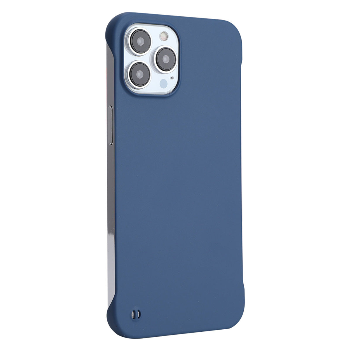 Uniqkart For iPhone 15 Pro Max Rubberized Matte Hard PC Phone Case Frameless Back Cover - Dark Blue