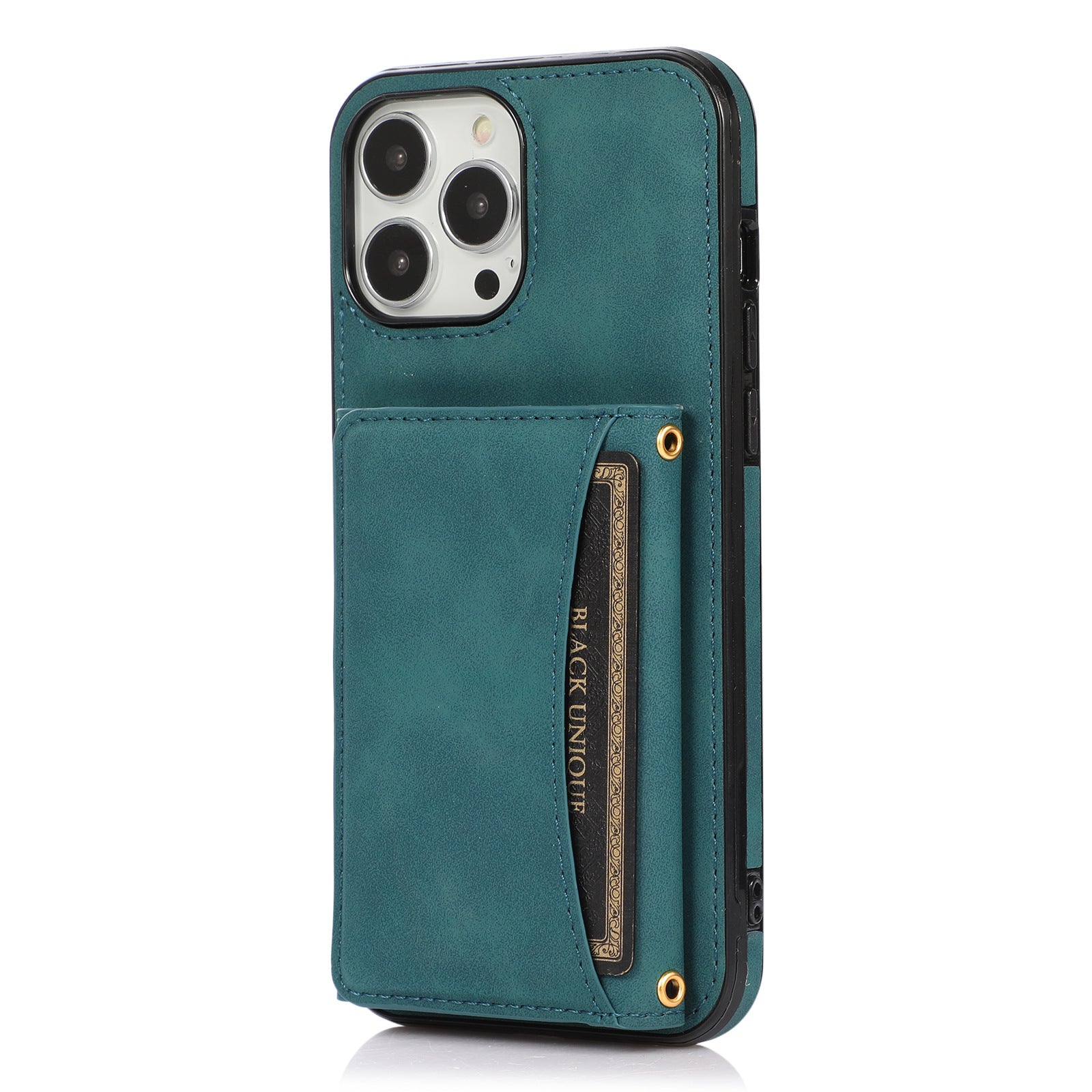 Wallet Phone Case for iPhone 15 Pro Max , PU Leather Coated TPU Kickstand Phone Cover - Blue