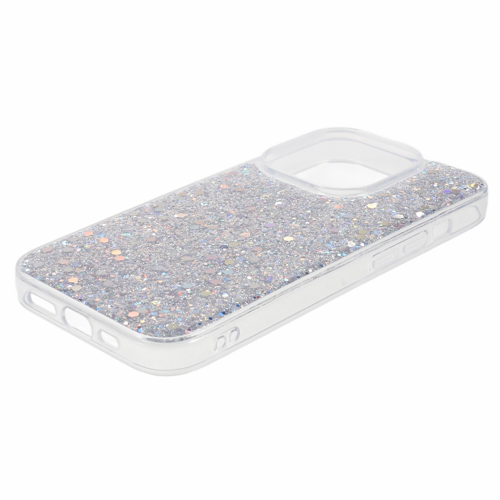 Glitter Case for iPhone 15 Pro Max , Anti-Scratch Soft TPU Phone Cover - Silver
