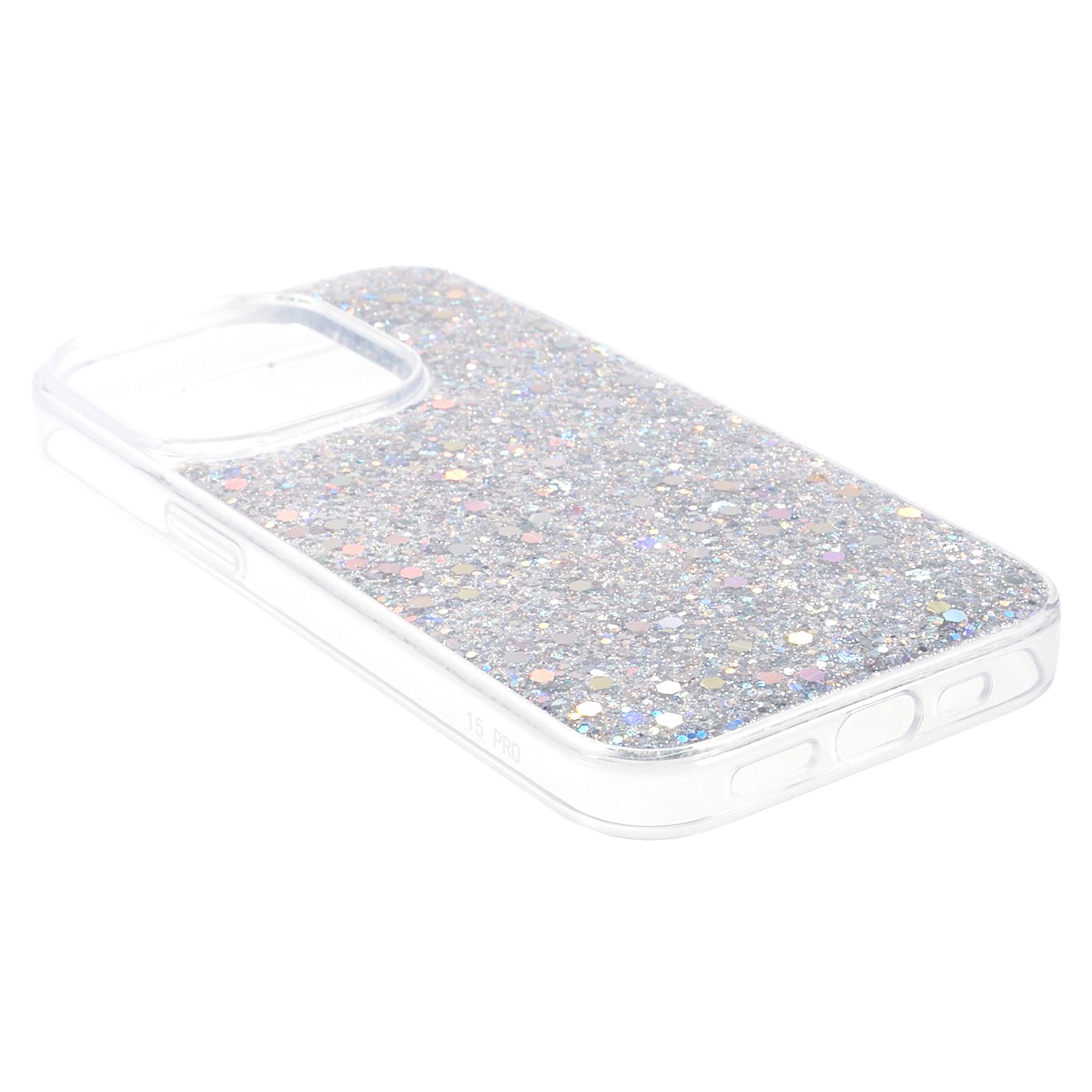 Glitter Case for iPhone 15 Pro Max , Anti-Scratch Soft TPU Phone Cover - Silver