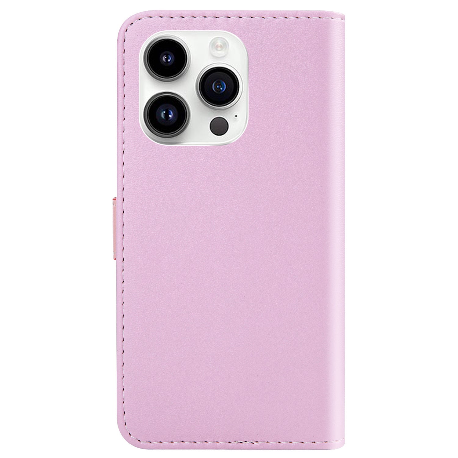 Wallet Phone Cover for iPhone 15 Pro Max , Three-color Splicing PU Leather Stand Case - Purple / Pink / White