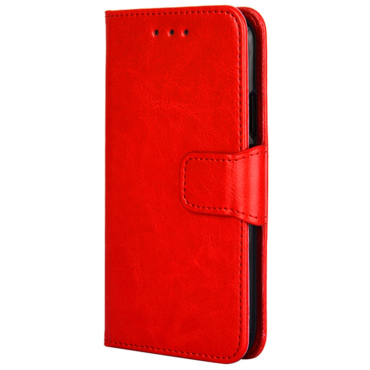 Wallet Phone Cover for iPhone 15 Plus , Textured PU Leather Stand Phone Case - Red