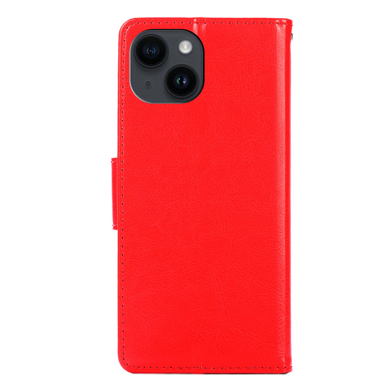 Wallet Phone Cover for iPhone 15 Plus , Textured PU Leather Stand Phone Case - Red