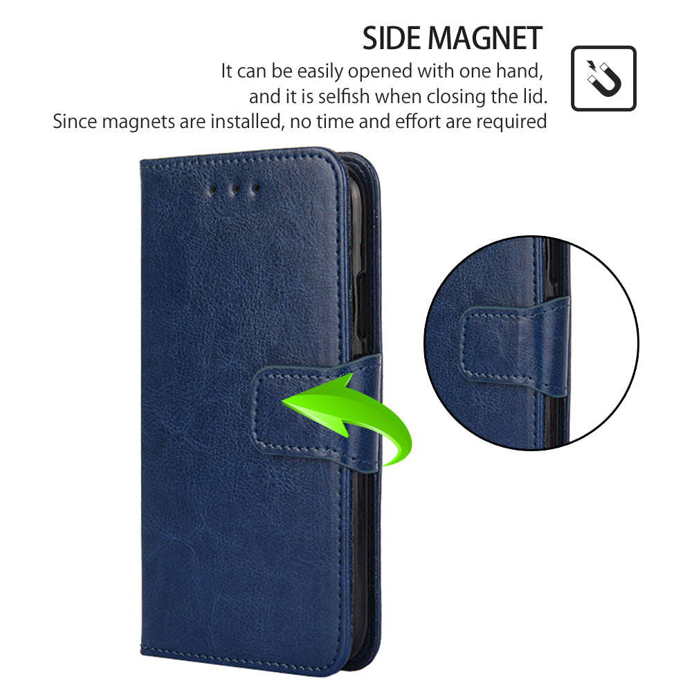 Wallet Phone Cover for iPhone 15 Plus , Textured PU Leather Stand Phone Case - Sapphire