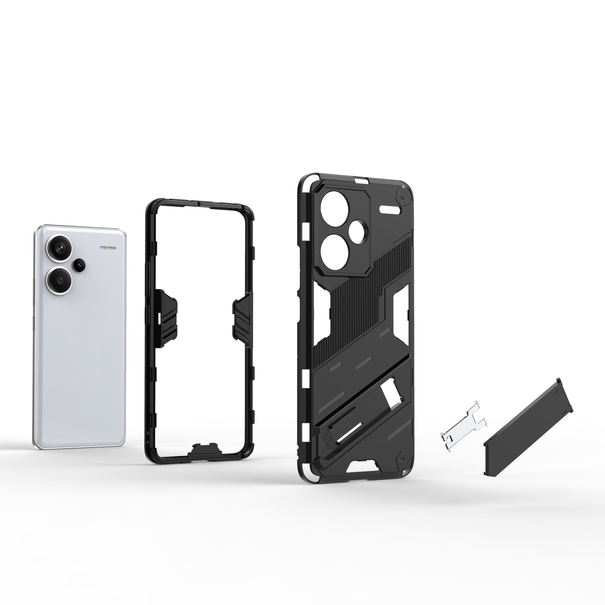 For Xiaomi Redmi Note 13 Pro+ 5G Case Anti-Scratch Kickstand PC+TPU Phone Cover - White