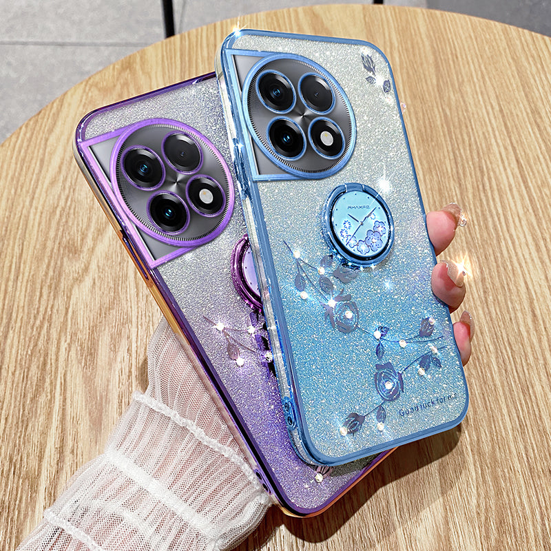 KADEM Kickstand Cover For OnePlus 11 Pro 5G / 11 5G Case Glitter Powder TPU Phone Shell - Purple