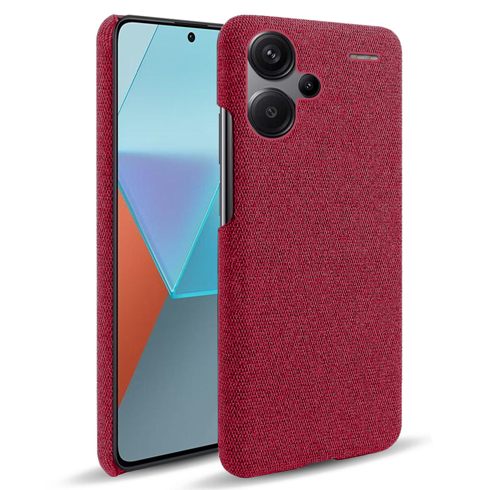 For Xiaomi Redmi Note 13 Pro+ 5G Slim-fit Case Smartphone Cover Shockproof Cloth+PC Phone Shell - Red