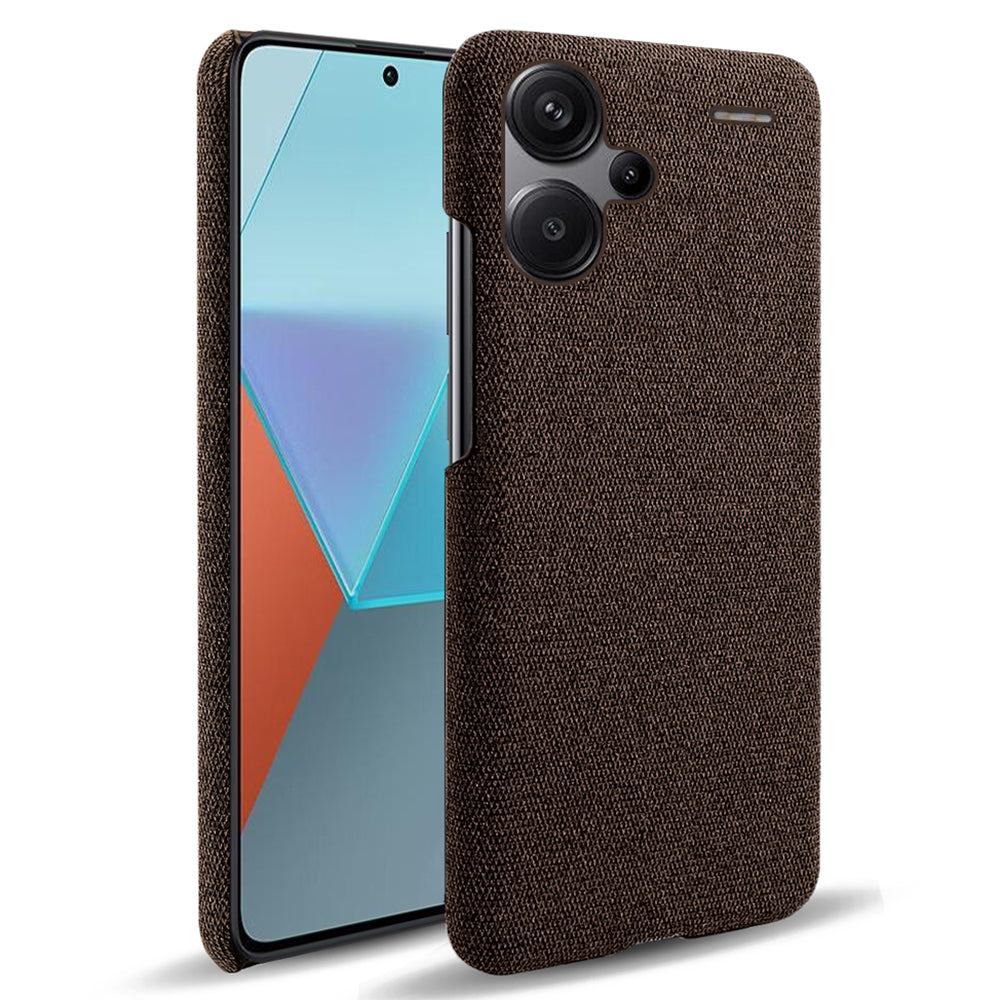 For Xiaomi Redmi Note 13 Pro+ 5G Slim-fit Case Smartphone Cover Shockproof Cloth+PC Phone Shell - Brown