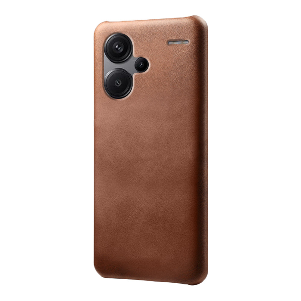 For Xiaomi Redmi Note 13 Pro+ 5G Case Calf Texture PC Cover Anti-Scratch Phone Shell - Brown