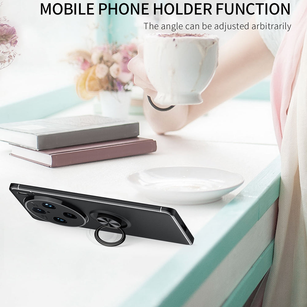 For vivo X100 Pro 5G Case Flexible TPU Phone Protective Cover with Ring Kickstand - Black  /  Rose Gold