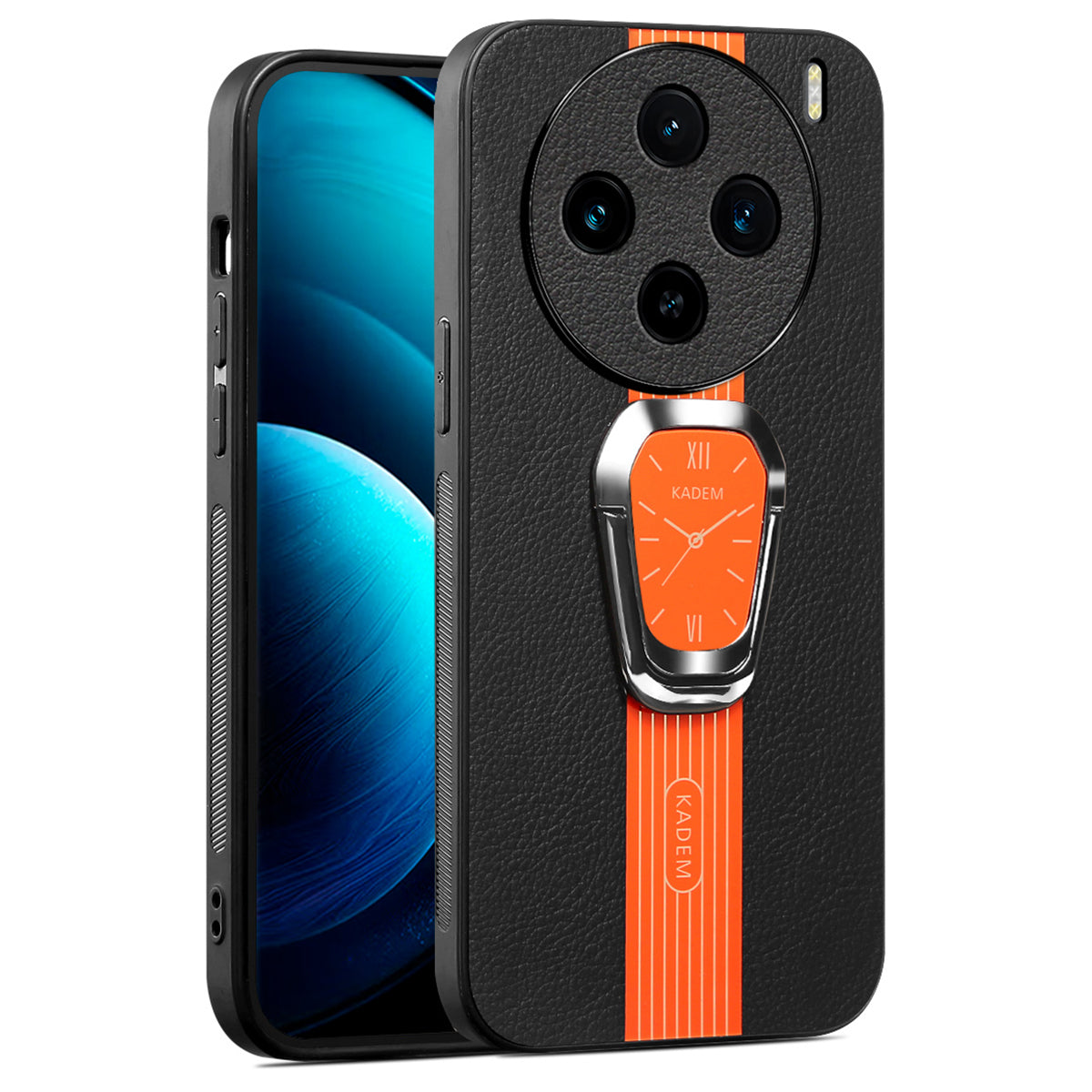 KADEM For vivo X100 Pro 5G Cell Phone Cases Electroplating Back Cover with Kickstand - Orange