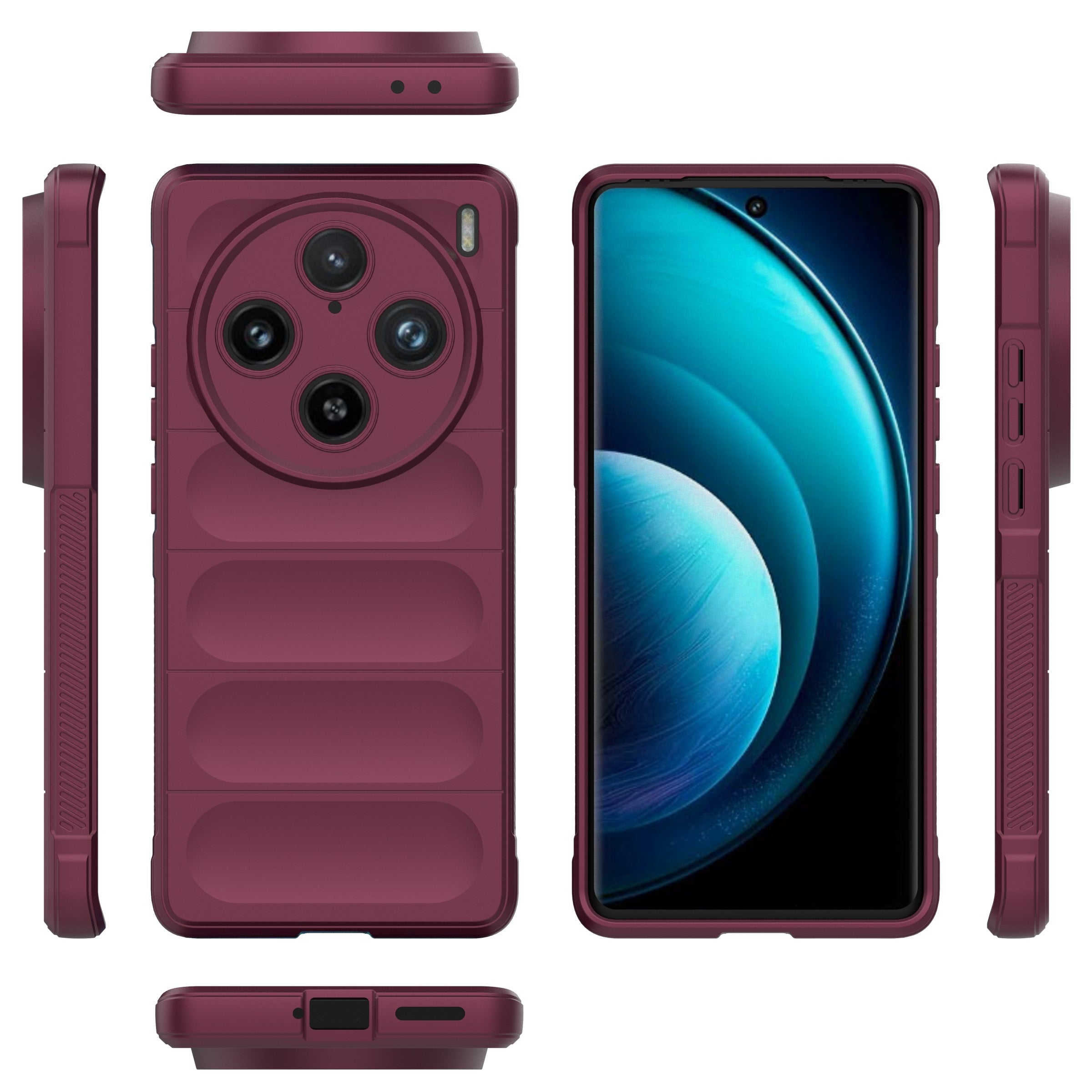 For vivo X100 Pro 5G Case Soft TPU Back Shell Rugged Cell Phone Protector Cover - Wine Red