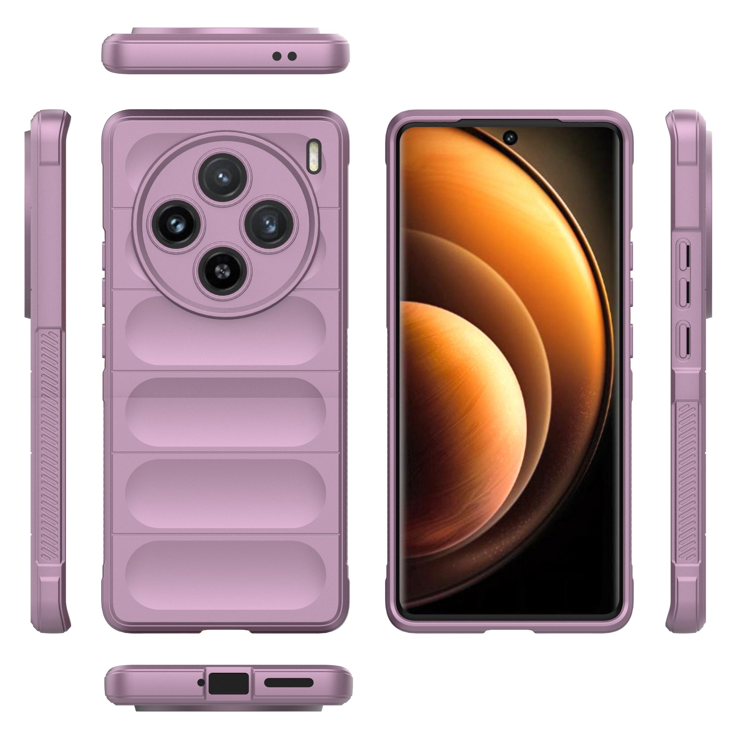 For vivo X100 5G Case Rugged Phone Protector Soft TPU Phone Back Shell Cover - Light Purple