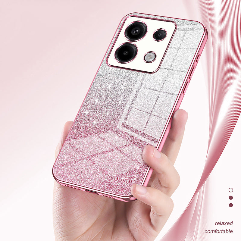 For Xiaomi Redmi Note 13 Pro 5G / Poco X6 5G Glitter Shell Precise Cutout TPU Cell Phone Case - Pink