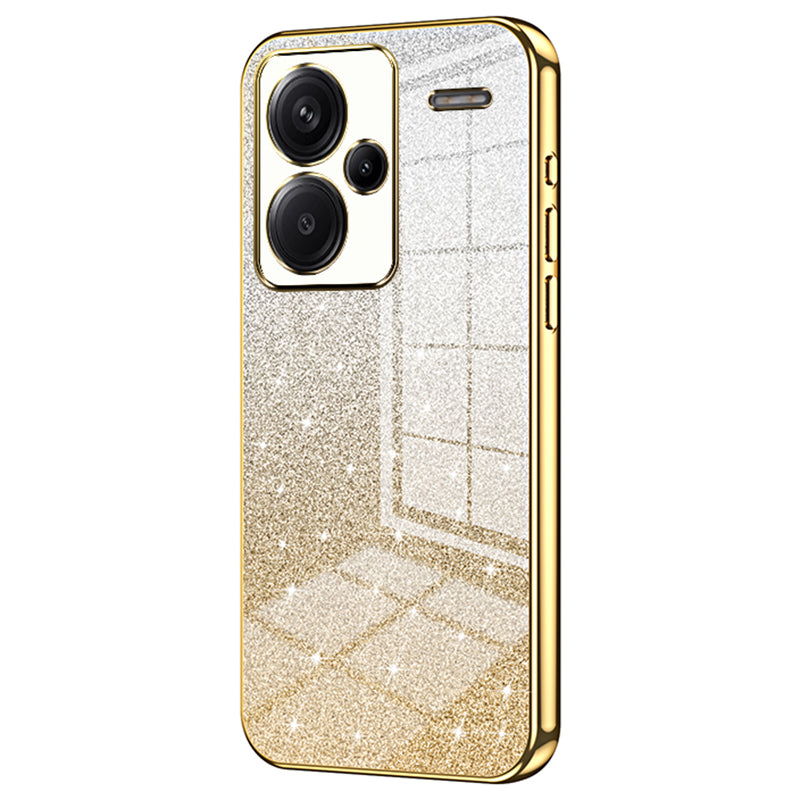 For Xiaomi Redmi Note 13 Pro+ 5G TPU Cover Precise Cutout Glitter Design Cell Phone Case - Gold