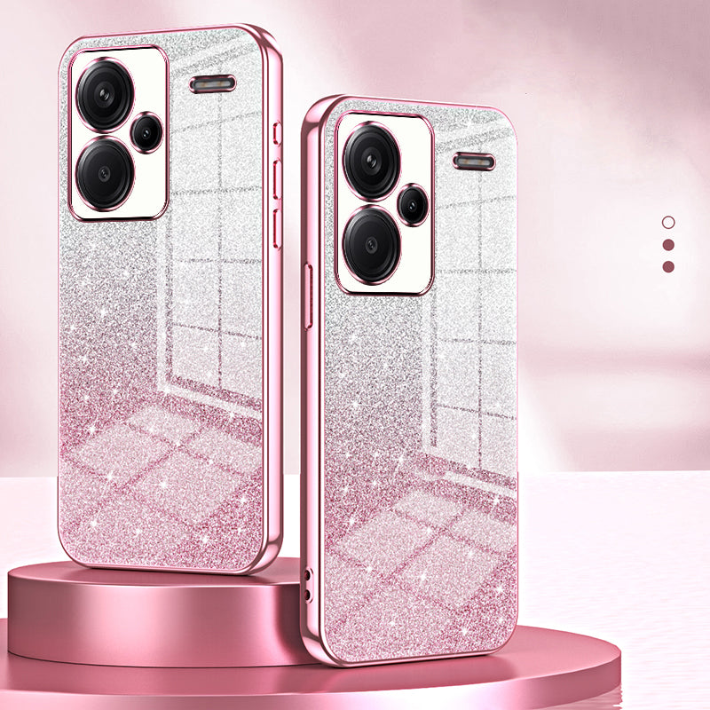 For Xiaomi Redmi Note 13 Pro+ 5G TPU Cover Precise Cutout Glitter Design Cell Phone Case - Gold