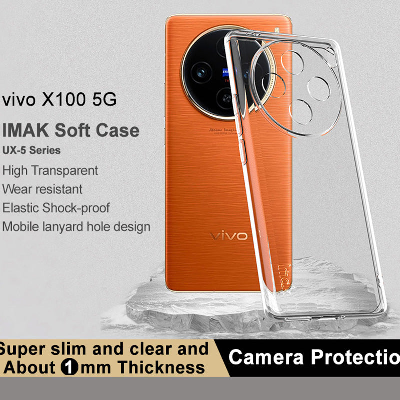 IMAK UX-5 Series for vivo X100 5G Phone Case Transparent Phone TPU Cover (Slim Style)