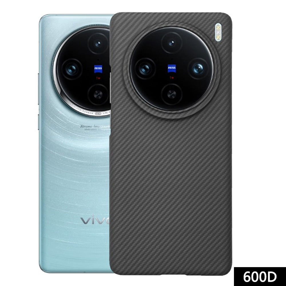 For vivo X100 5G Case 600D Fine Textured Aramid Fiber Cell Phone Protector with Big Lens Cutout - Black
