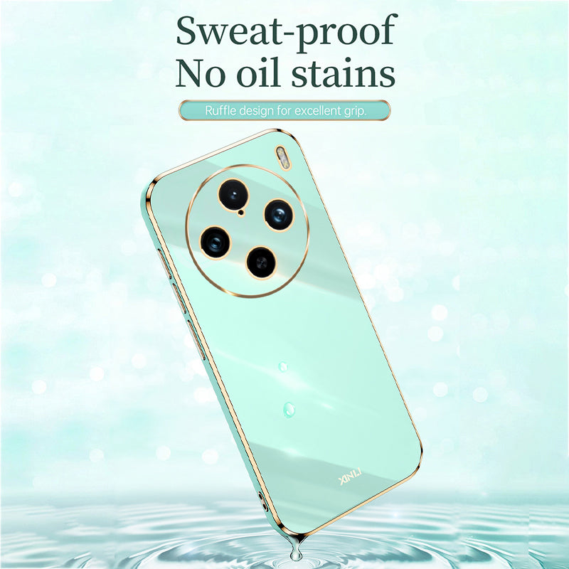 XINLI For vivo X100 Pro 5G Phone Case TPU Protection Cover Electroplated Gold Edges - White