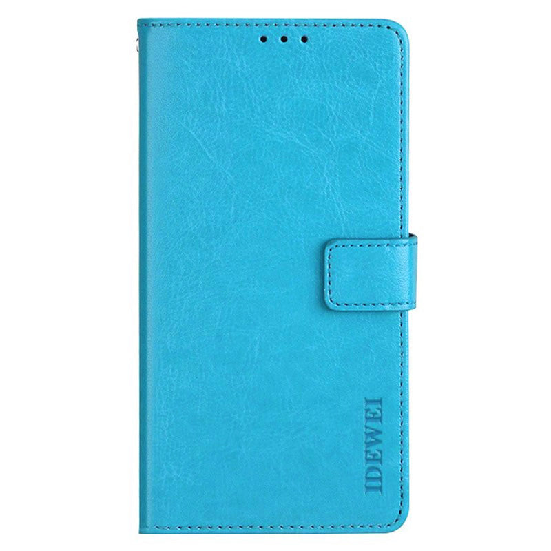 IDEWEI For vivo X100 Pro 5G Phone Case Crazy Horse Pattern Flip Phone Wallet Cover - Sky Blue