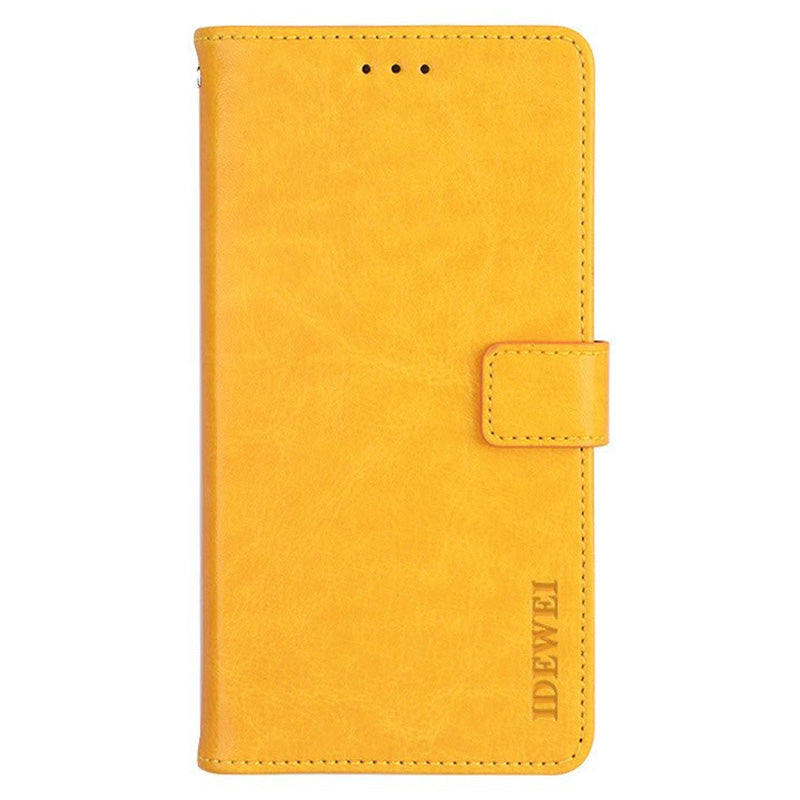IDEWEI For vivo X100 5G Phone Leather Flip Case Wallet Stand Crazy Horse Texture - Yellow