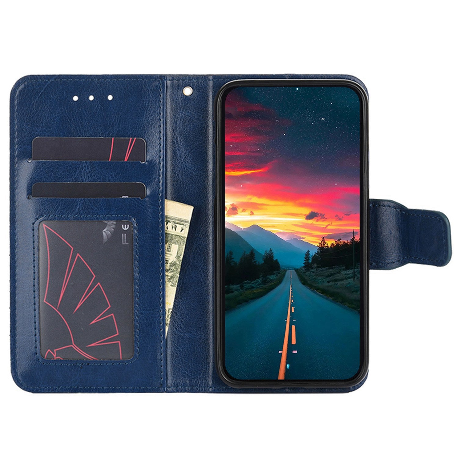 For vivo X100 5G Wallet Phone Case with Stand Card Holder Slot Flip Cover - Sapphire