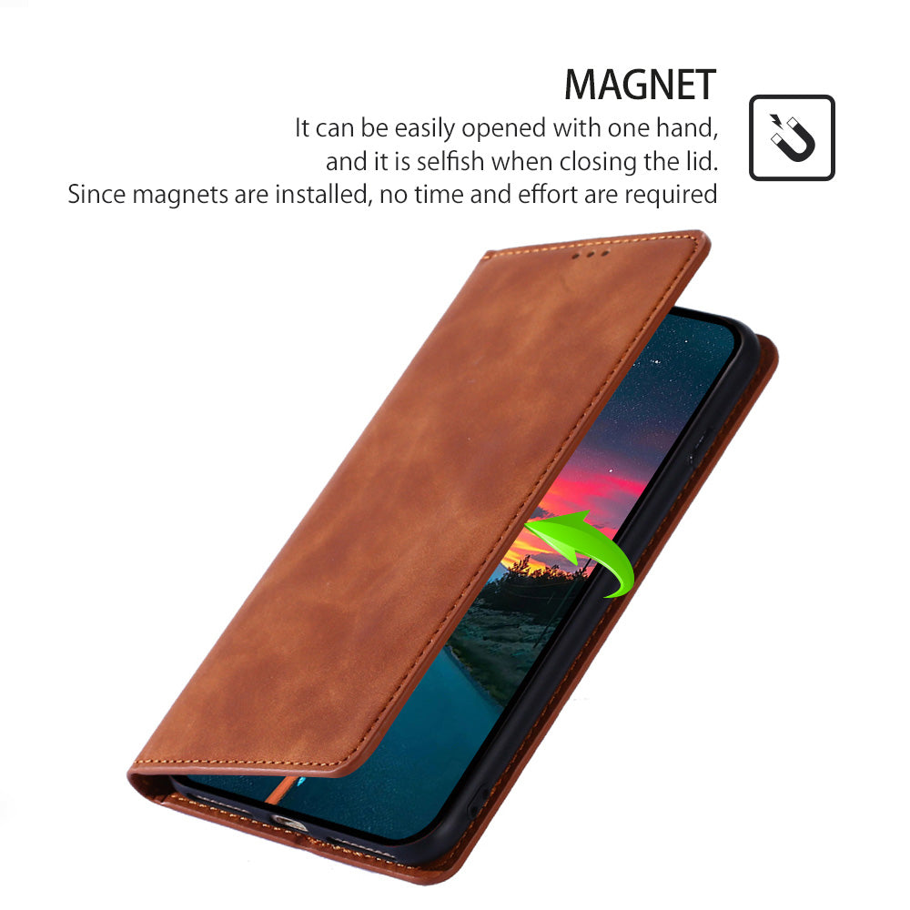 For vivo X100 5G Case with 2 Card Holder Slot Leather Magnetic Closure Cover - Light Brown