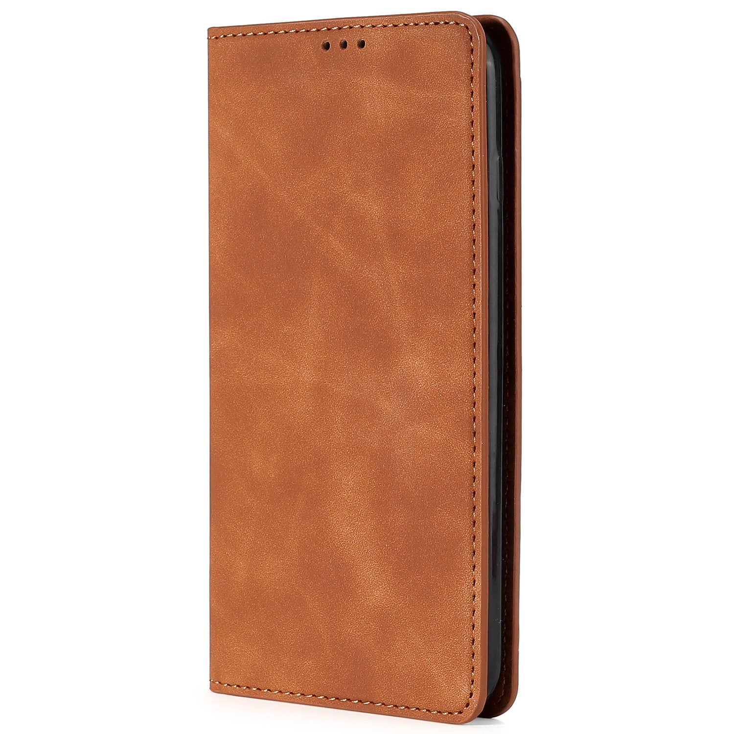 For vivo X100 5G Case with 2 Card Holder Slot Leather Magnetic Closure Cover - Light Brown