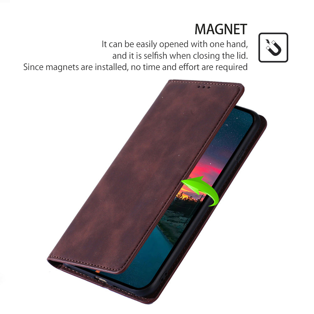 For vivo X100 5G Case with 2 Card Holder Slot Leather Magnetic Closure Cover - Dark Brown