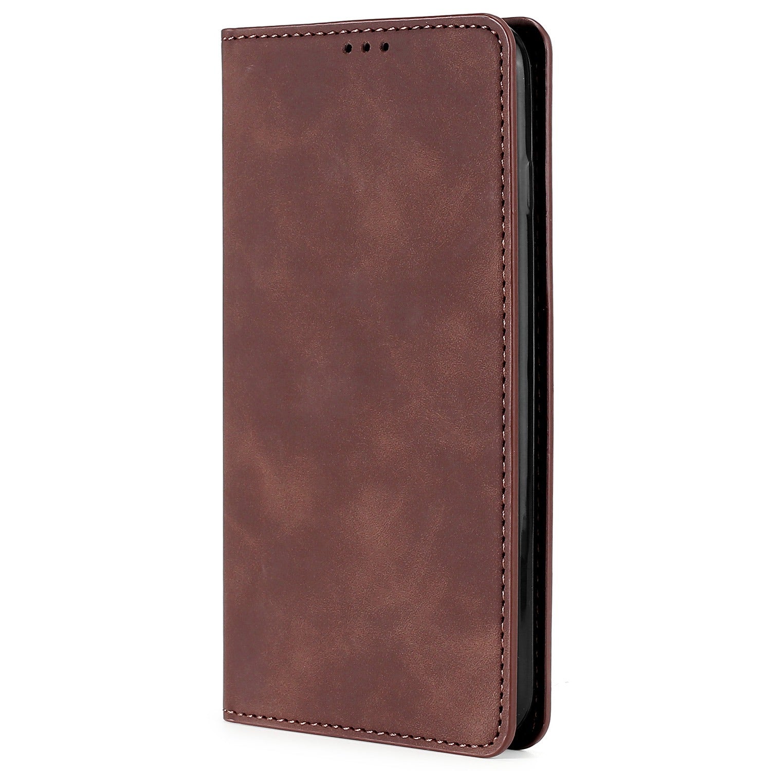 For vivo X100 5G Case with 2 Card Holder Slot Leather Magnetic Closure Cover - Dark Brown