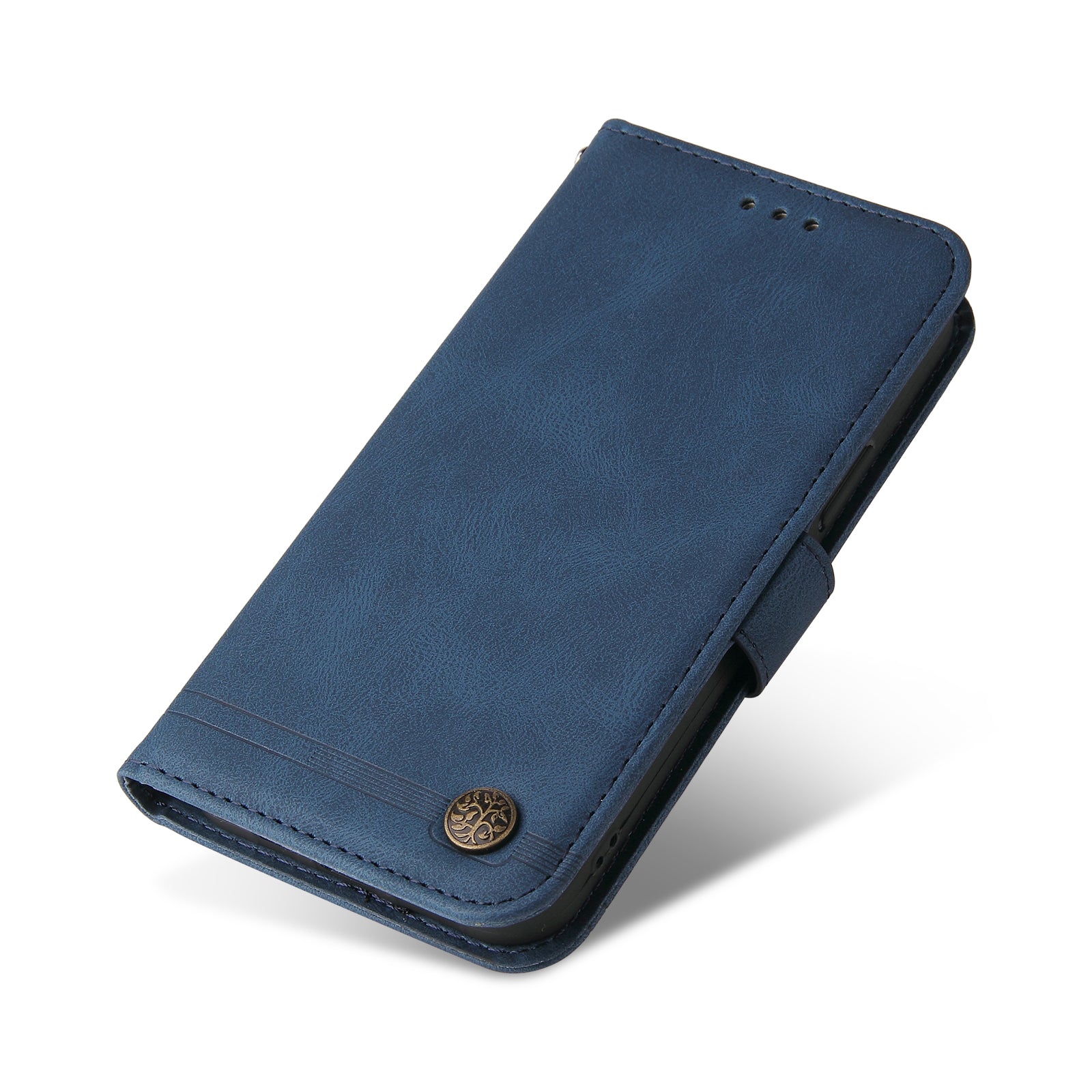 For Xiaomi Redmi Note 13 Pro+ 5G Wallet Case Skin-touch Leather Phone Cover with Strap - Blue