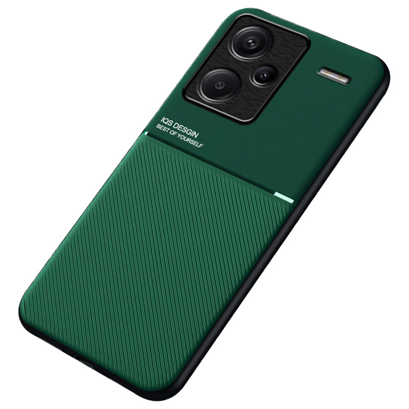 For Xiaomi Redmi Note 13 Pro+ 5G PU+TPU+PC Phone Case with Magnetic Holder Metal Sheet - Green
