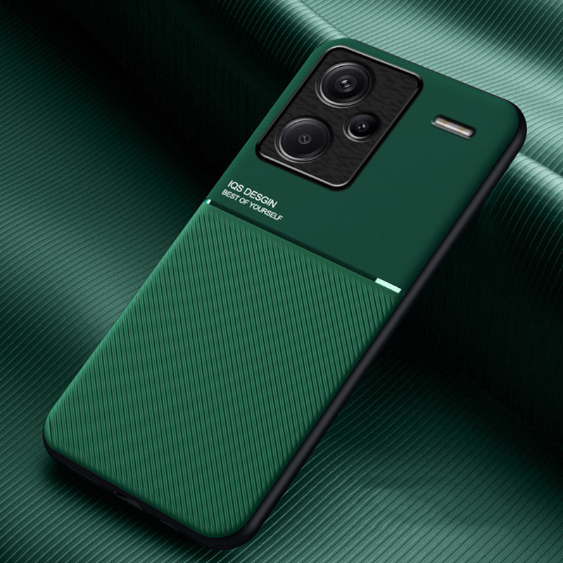 For Xiaomi Redmi Note 13 Pro+ 5G PU+TPU+PC Phone Case with Magnetic Holder Metal Sheet - Green