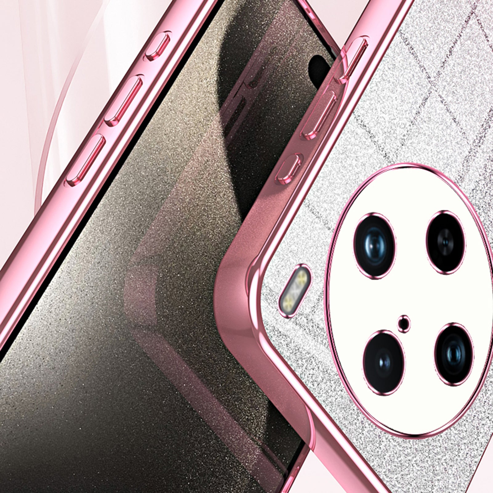 For vivo X100 Pro 5G Case Gradient Sparkle Electroplated Fine Hole TPU Cover - Pink