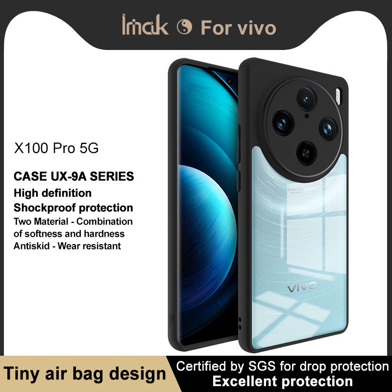 IMAK UX-9A Series for vivo X100 Pro 5G Case Clear Scratch-resistant PC+TPU Smart Phone Shell