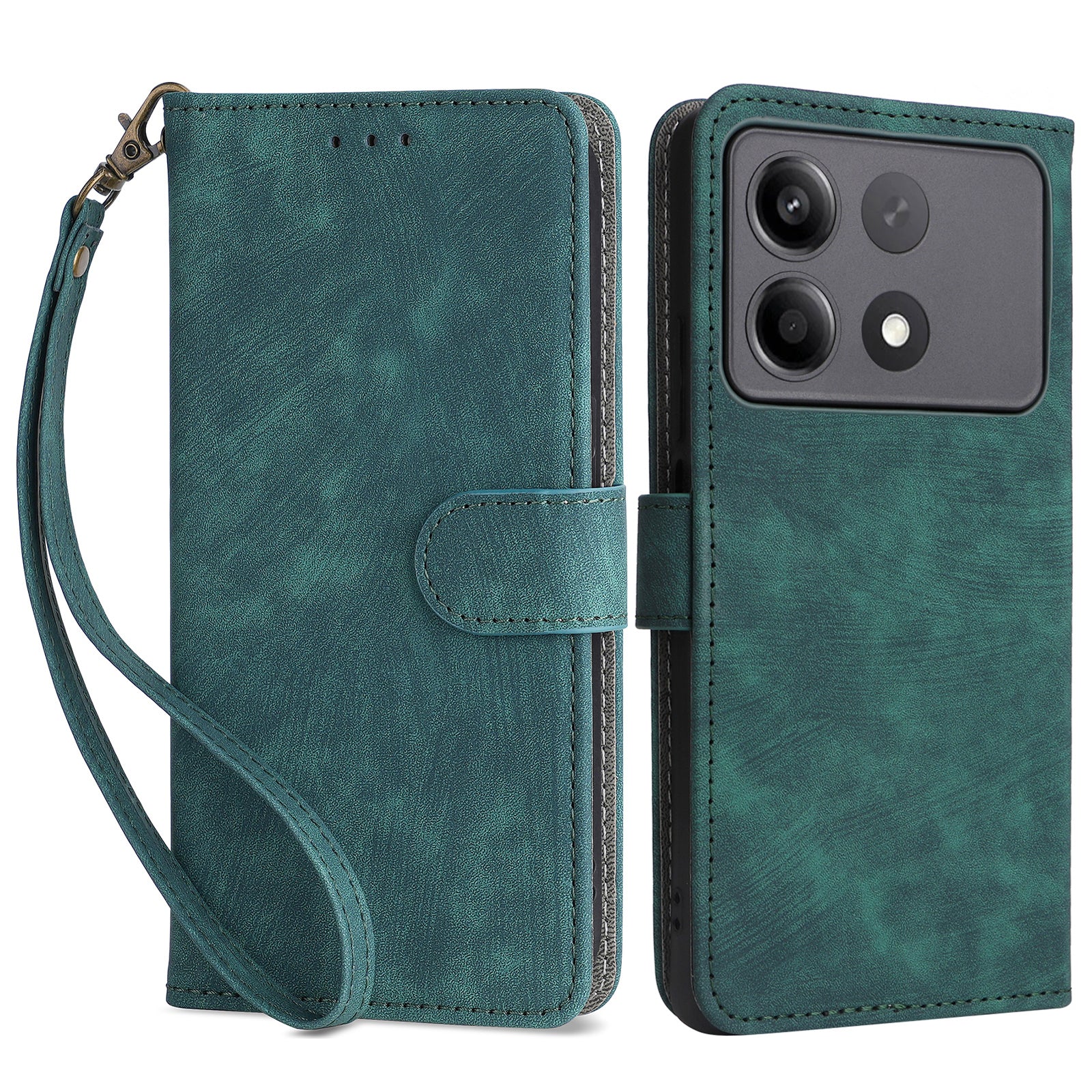 For Xiaomi Redmi Note 13R Pro 5G Case RFID Blocking Wallet PU Leather+TPU Phone Cover - Green