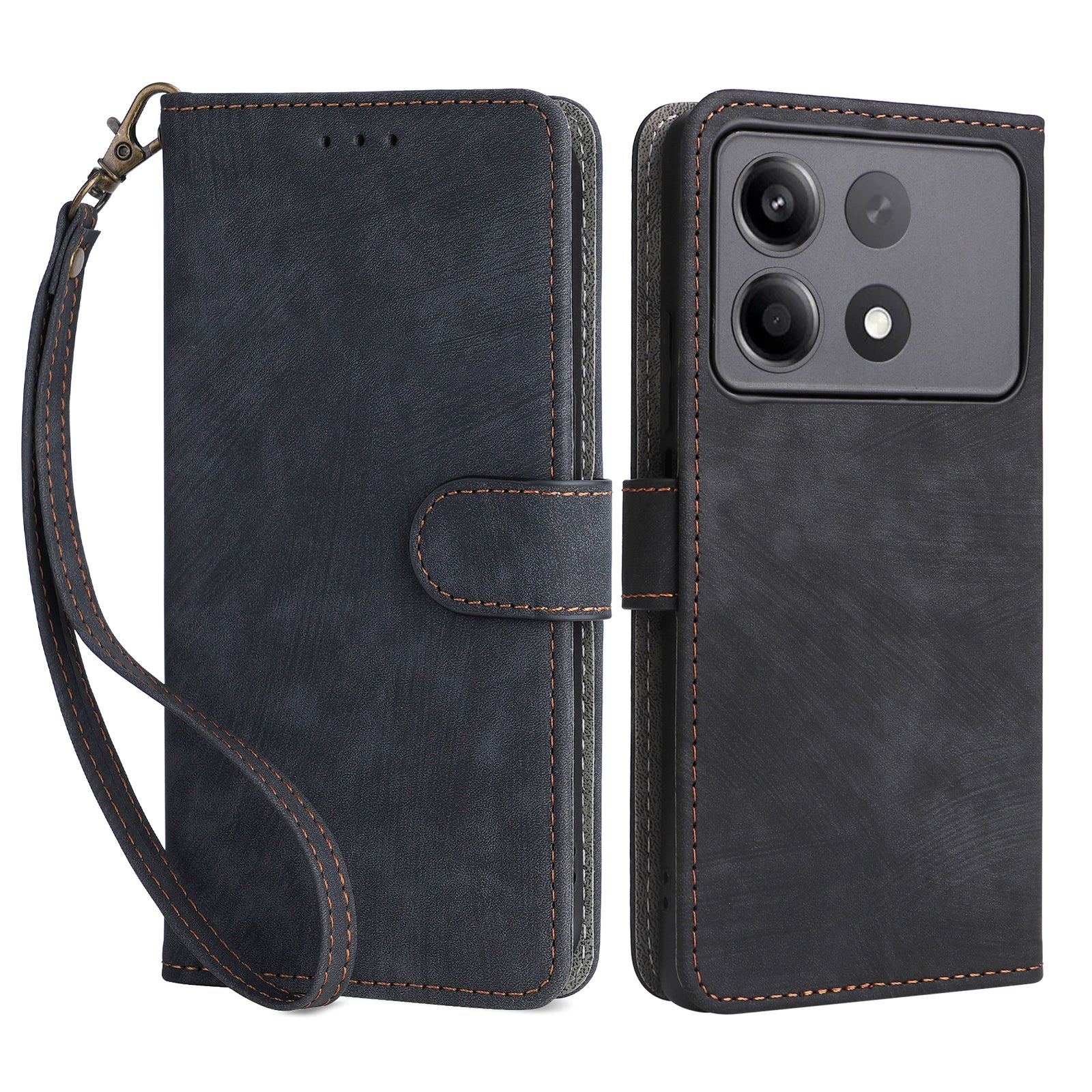 For Xiaomi Redmi Note 13R Pro 5G Case RFID Blocking Wallet PU Leather+TPU Phone Cover - Black