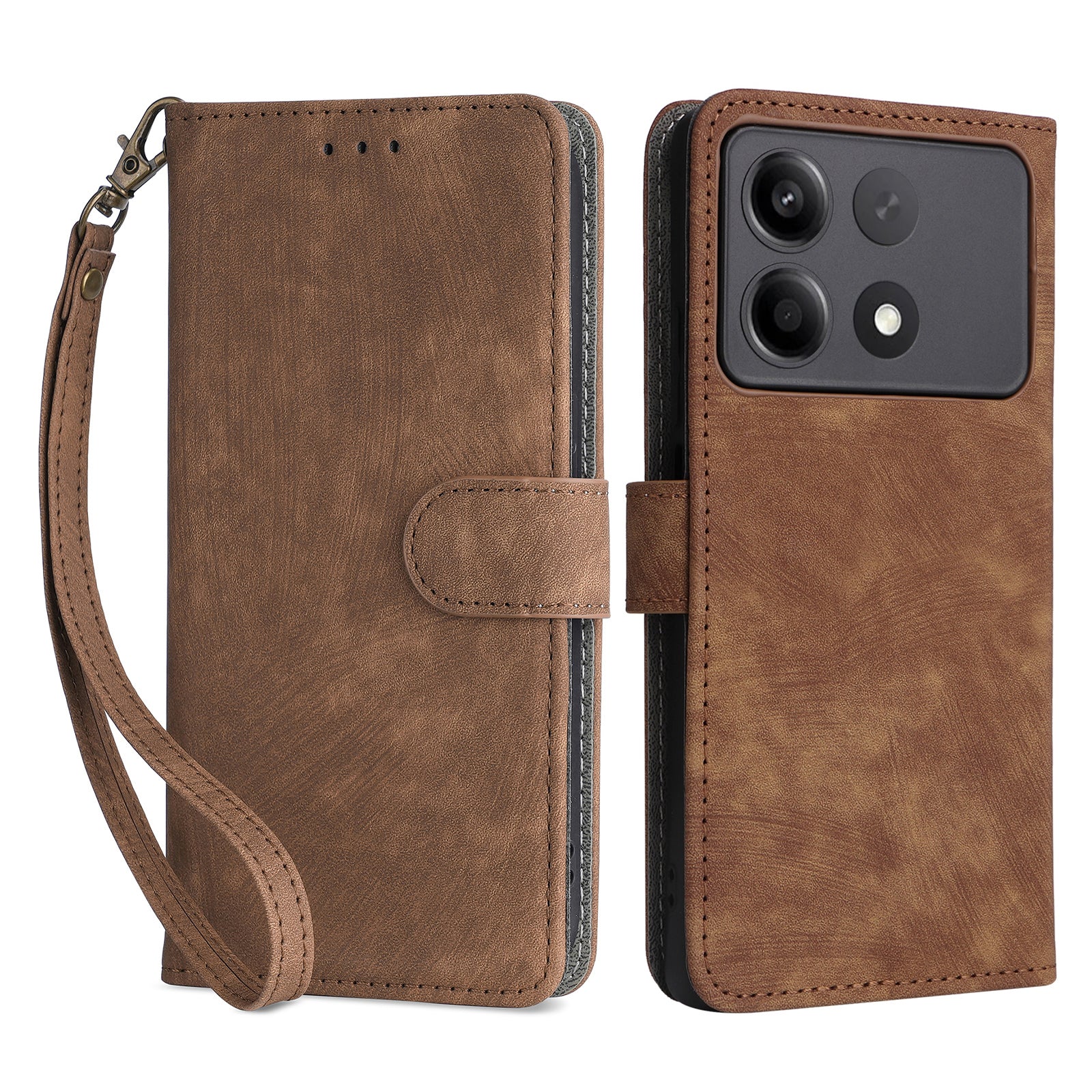 For Xiaomi Redmi Note 13R Pro 5G Case RFID Blocking Wallet PU Leather+TPU Phone Cover - Brown