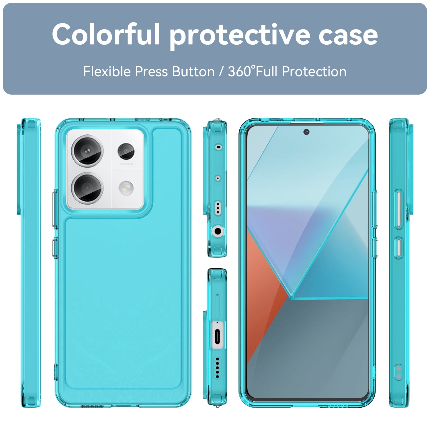 Candy Series for Xiaomi Redmi Note 13 Pro 5G / Poco X6 5G Case Clear TPU Mobile Phone Cover - Transparent Blue