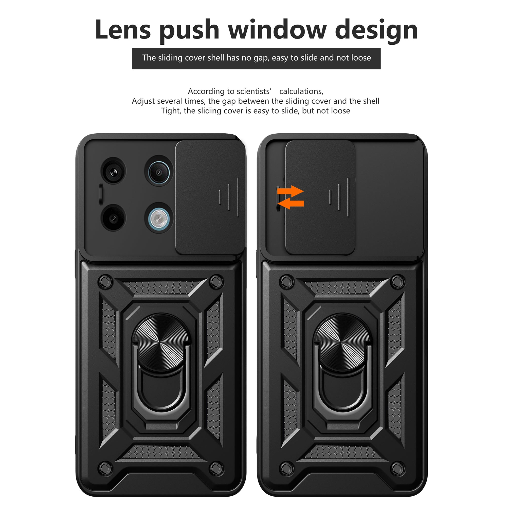 For Xiaomi Redmi Note 13 Pro 5G / Poco X6 5G Case Kickstand Slide Lens Window Phone Cover - Red