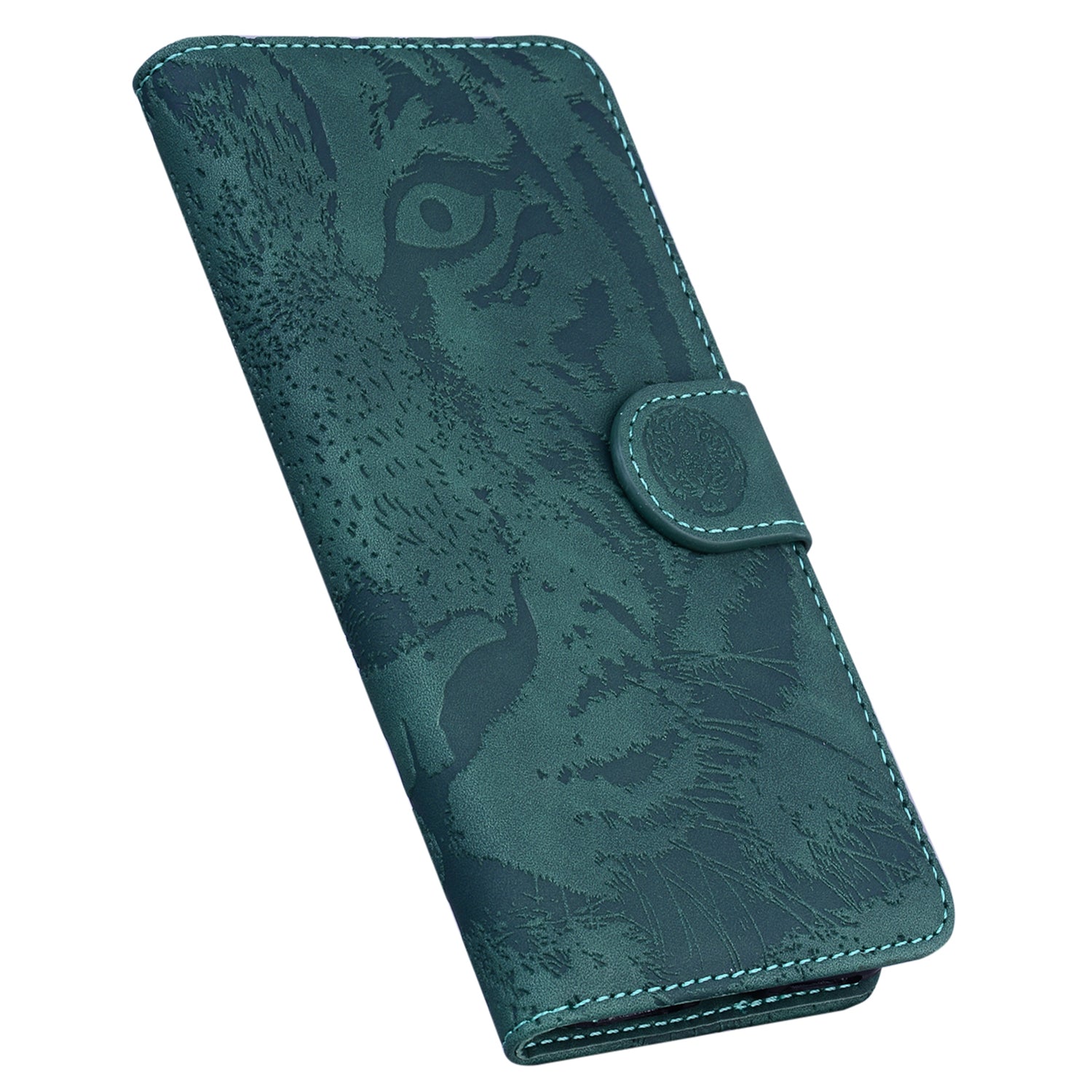 For Xiaomi Redmi Note 13 Pro+ 5G Wallet Case Tiger Pattern Leather Stand Feature Flip Phone Cover - Green