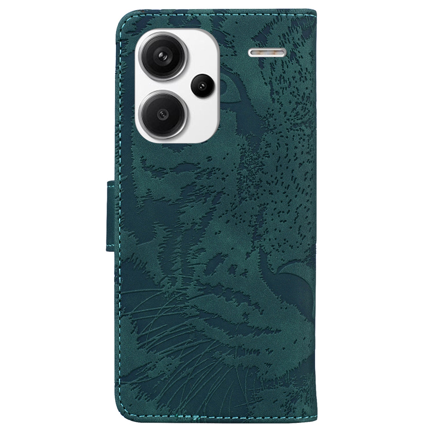 For Xiaomi Redmi Note 13 Pro+ 5G Wallet Case Tiger Pattern Leather Stand Feature Flip Phone Cover - Green